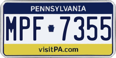 PA license plate MPF7355