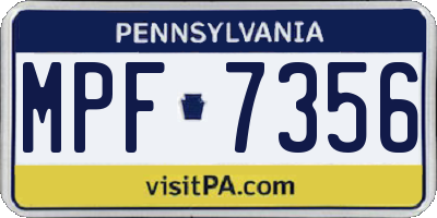 PA license plate MPF7356