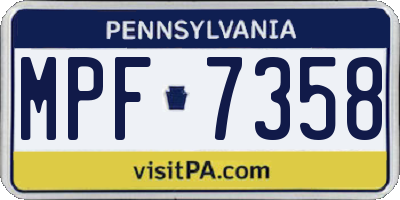 PA license plate MPF7358
