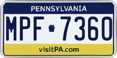 PA license plate MPF7360