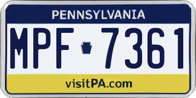PA license plate MPF7361