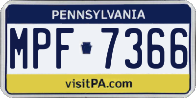 PA license plate MPF7366