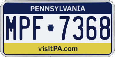 PA license plate MPF7368