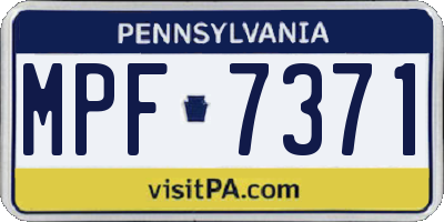 PA license plate MPF7371