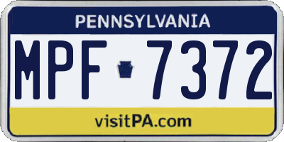 PA license plate MPF7372
