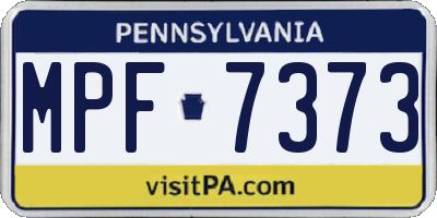 PA license plate MPF7373