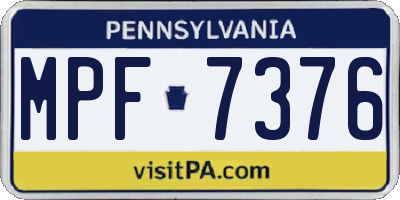 PA license plate MPF7376