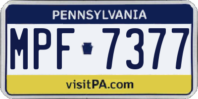 PA license plate MPF7377