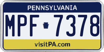PA license plate MPF7378