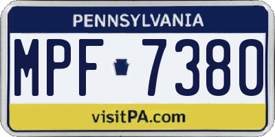 PA license plate MPF7380