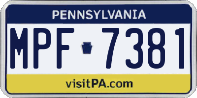 PA license plate MPF7381