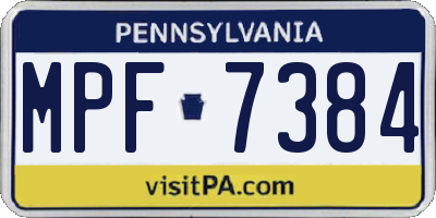 PA license plate MPF7384