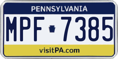 PA license plate MPF7385