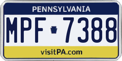 PA license plate MPF7388