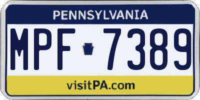PA license plate MPF7389