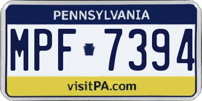 PA license plate MPF7394