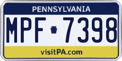 PA license plate MPF7398