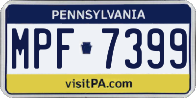 PA license plate MPF7399