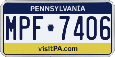 PA license plate MPF7406