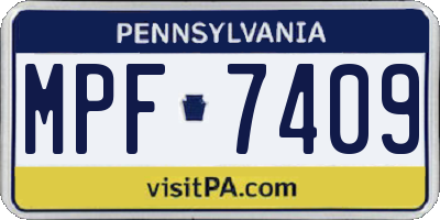 PA license plate MPF7409