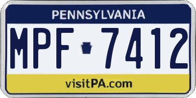 PA license plate MPF7412