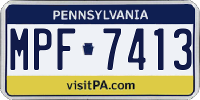PA license plate MPF7413