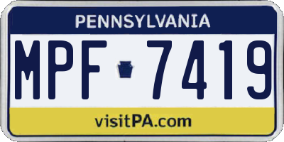 PA license plate MPF7419