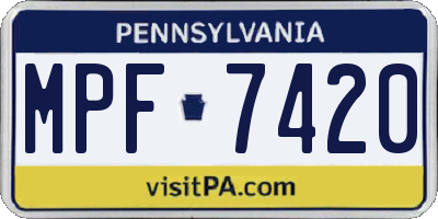 PA license plate MPF7420
