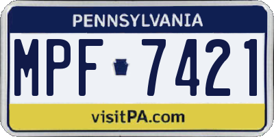 PA license plate MPF7421