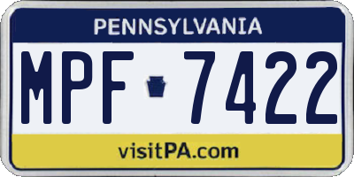 PA license plate MPF7422