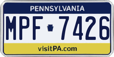 PA license plate MPF7426