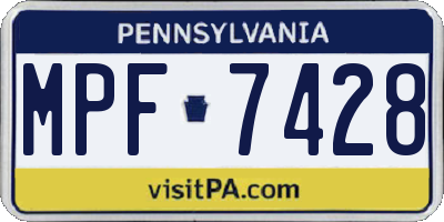 PA license plate MPF7428