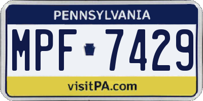 PA license plate MPF7429