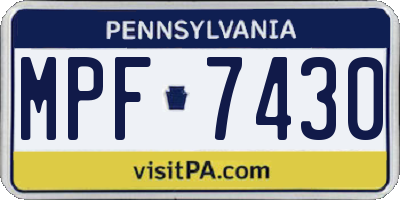 PA license plate MPF7430