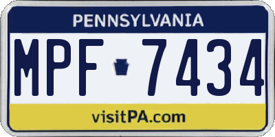 PA license plate MPF7434