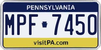 PA license plate MPF7450