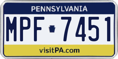 PA license plate MPF7451