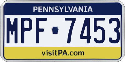 PA license plate MPF7453