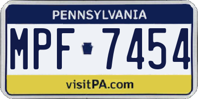 PA license plate MPF7454