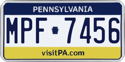 PA license plate MPF7456