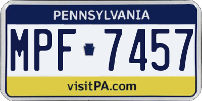 PA license plate MPF7457