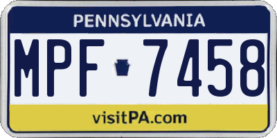 PA license plate MPF7458