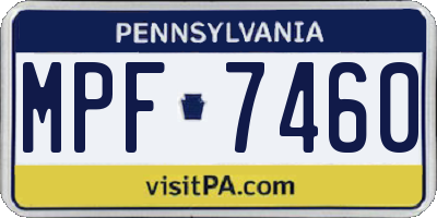 PA license plate MPF7460