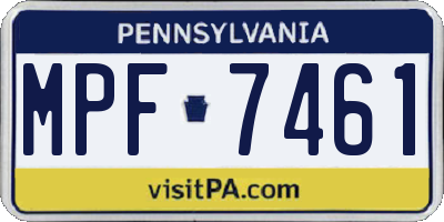 PA license plate MPF7461