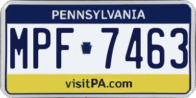 PA license plate MPF7463