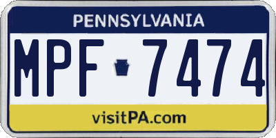 PA license plate MPF7474