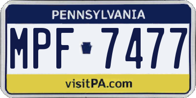 PA license plate MPF7477