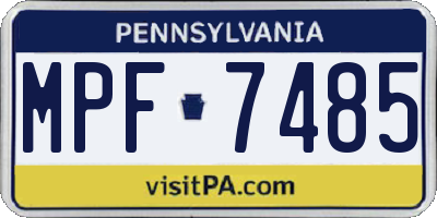 PA license plate MPF7485