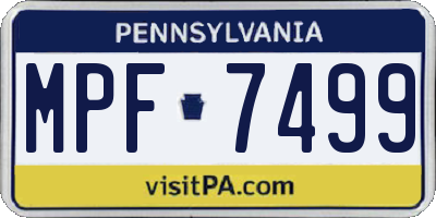 PA license plate MPF7499