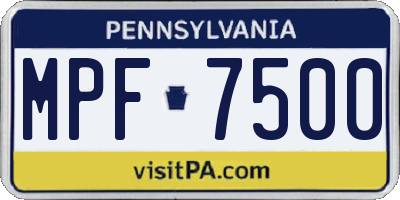 PA license plate MPF7500